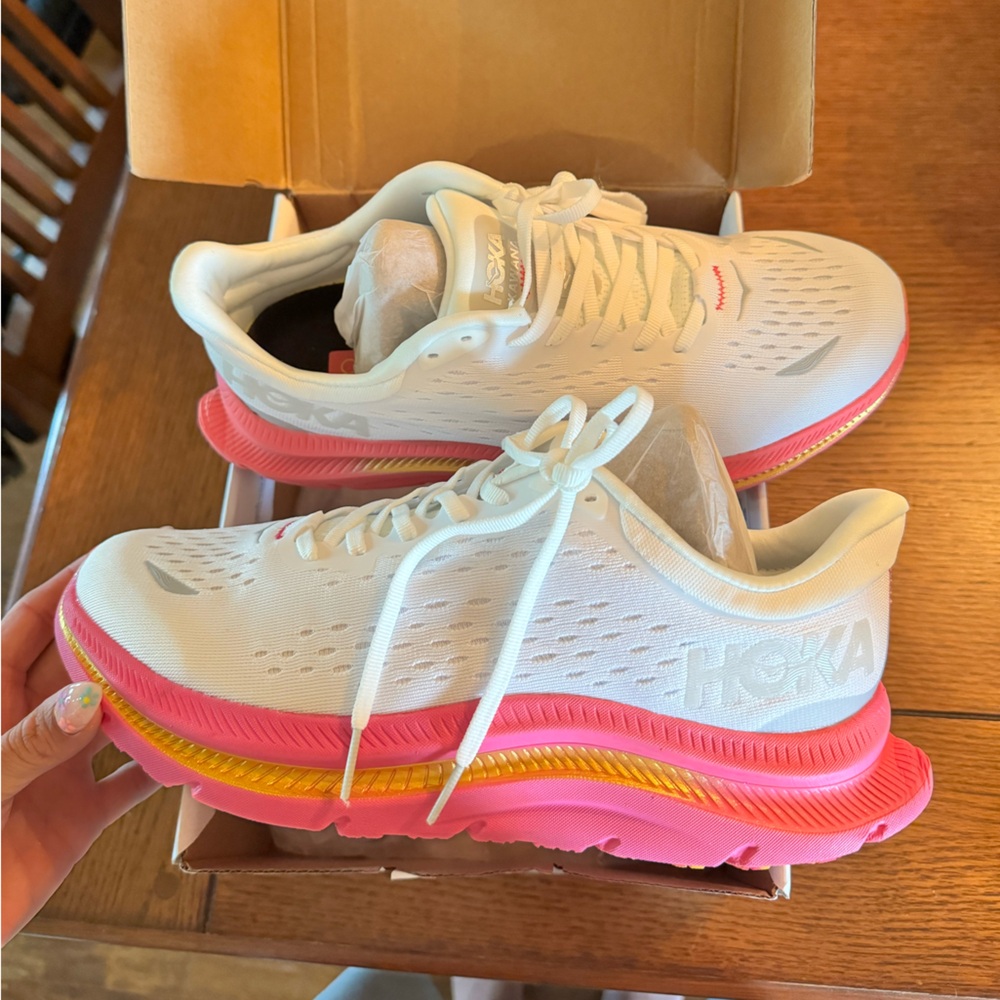 Hoka Shoes Brand New Never Worn - White with Pink